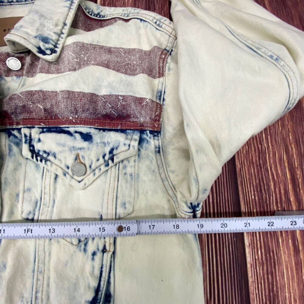 BLANKNYC Women’s Denim Trucker Jacket Size S American Flag Pre-Owned Excellent - Picture 11 of 16